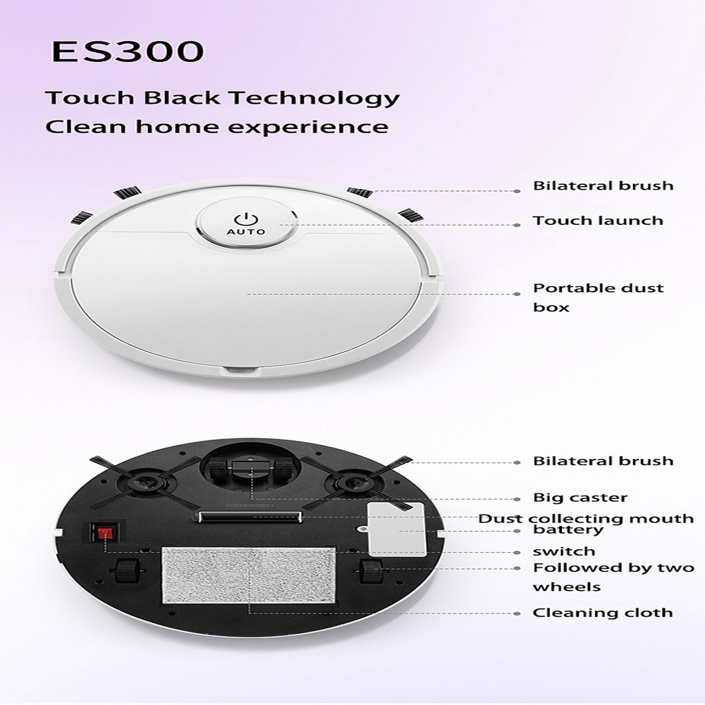 Robot Hút Bụi Lau Nhà ES300, Lực hút cực mạnh, dung lượng pin lớn, cảm biến thông minh, BẢO HÀNH 12 THÁNG! | BigBuy360 - bigbuy360.vn