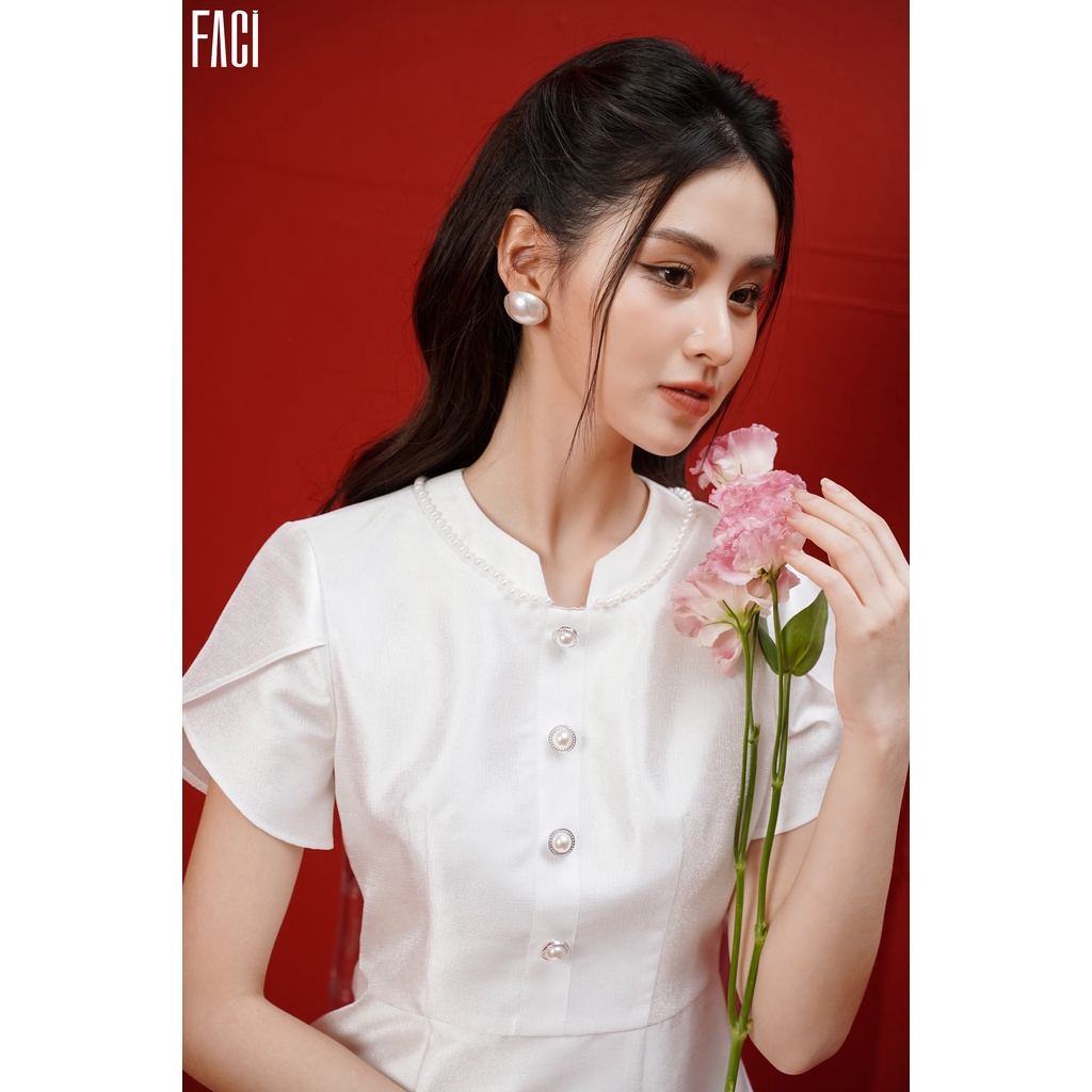 Đầm Nữ FACI Lisa Dáng A Thiết Kế Cổ Tàu Tay Cánh Hồng Chất Liệu Tafta Lên Form Mặc Đi Chơi, Đi Tiệc - FA246