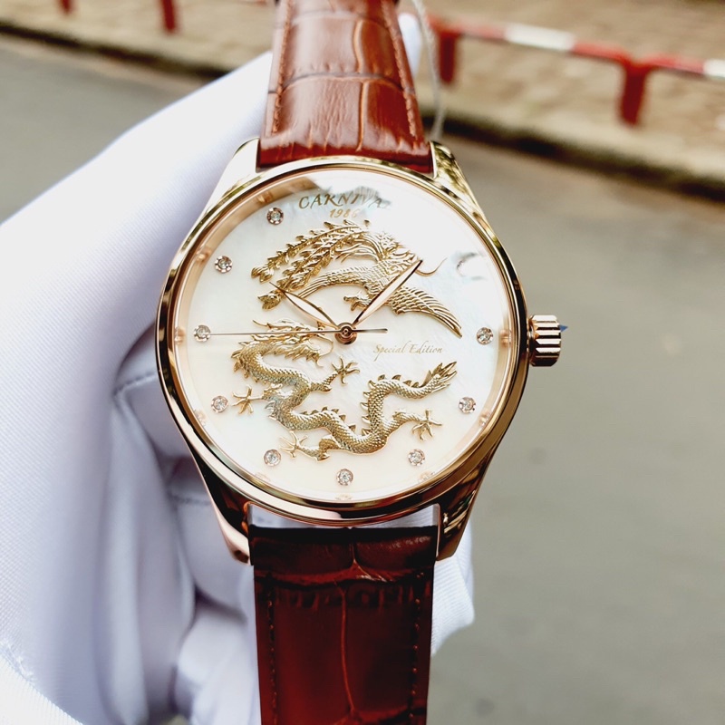 Đồng hồ nam dây da Carnival Long Phụng phiên bản đặc biệt Special Edition Diamond