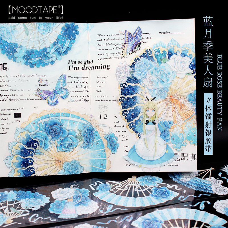 Moodtape- Bộ sưu tập Washitape Alice chất liệu PET, in laser ánh kim
