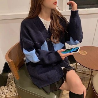 Áo Khoác Len, áo cardigan hình quả trám chất len dày dặn freesize