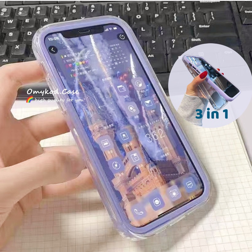 Ốp Điện Thoại Silicon Mềm Trong Suốt Màu Kẹo 3 Trong 1 Cho Redmi A1 11 10 8 9 Pro Redmi 10 9 9A 9C 9T Redmi A1 +