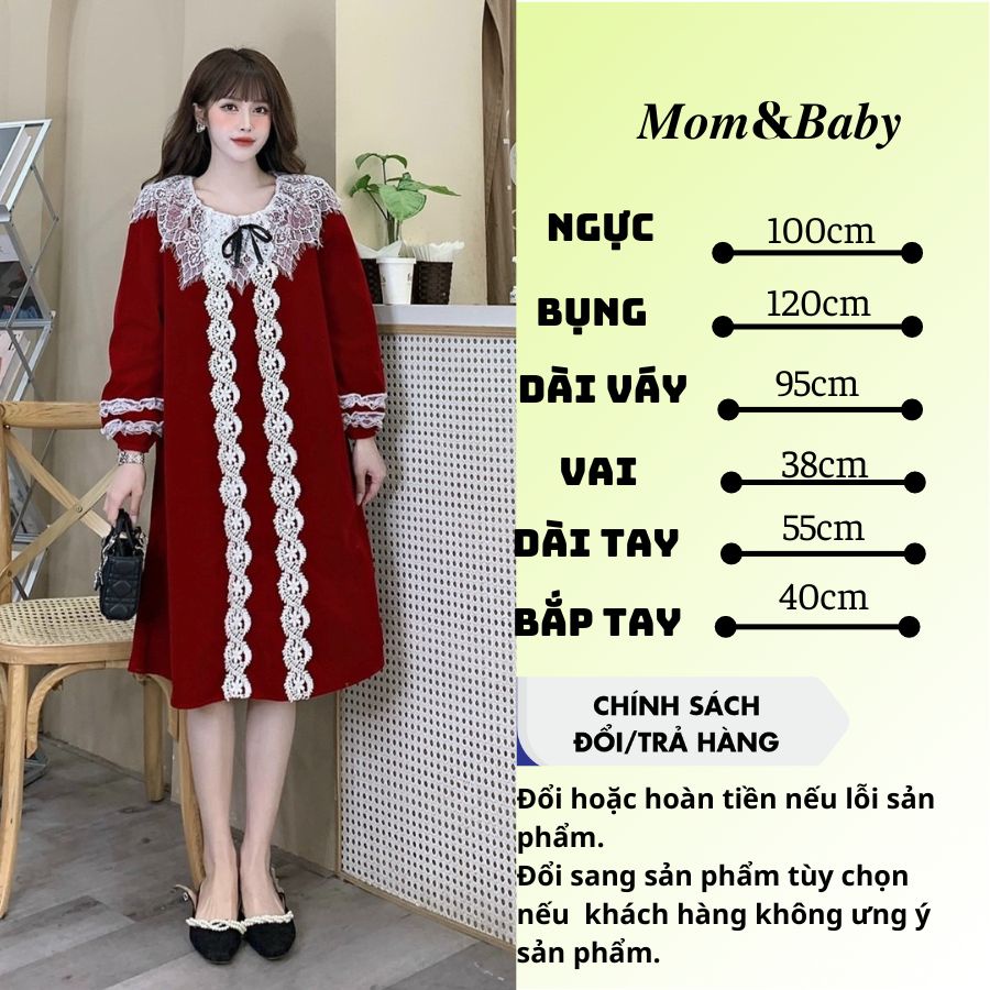 Đầm Bầu Váy Bầu Sang Chảnh Đi Làm Dự Tiệc Mùa Thu Đông Thiết Kế Vải Nhung Cao Cấp M650 Mom and Baby