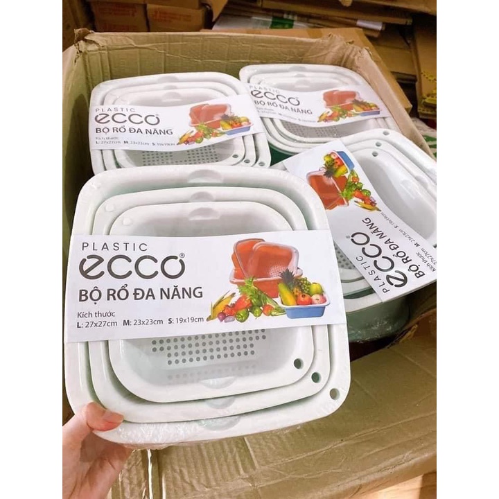 (Hàng loại 1) Bộ thau rổ nhựa vuông 6 món ECOCO Bộ rổ nhựa cao cấp dày đẹp [Giao Màu Ngẫu Nhiên]