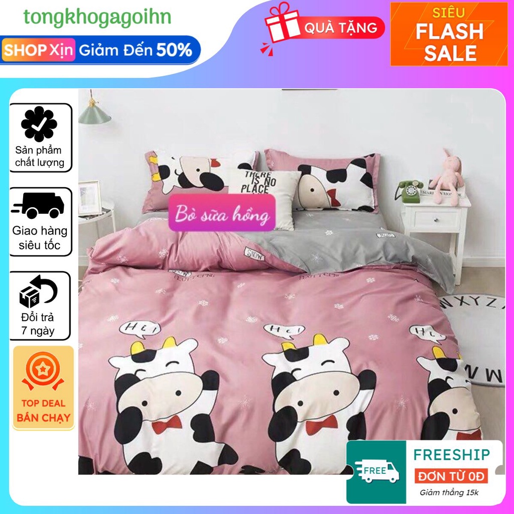 Ga trải giường không vỏ gối cotton poly đủ kích thước 1m4,1m5,1m6 cho đệm dày 15-20cm