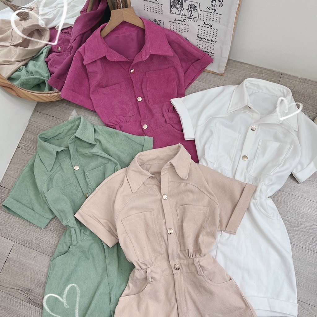 JUMPSUIT SƠ MI NHUNG TĂM