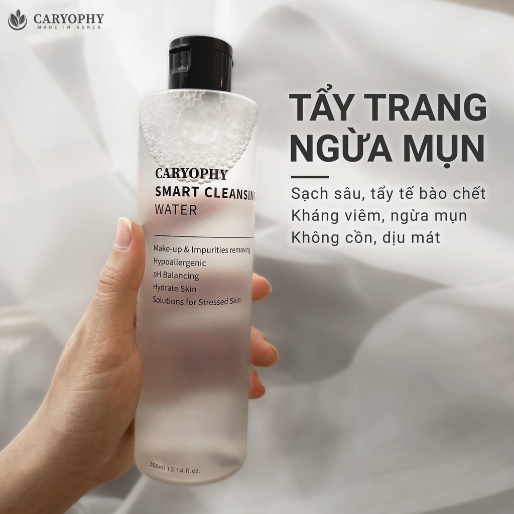 Mini Size Nước tẩy trang giúp làm sạch mọi bụi bẩn, ngăn ngừa mụn & tẩy da chết Caryophy Smart Cleansing Water 60ml