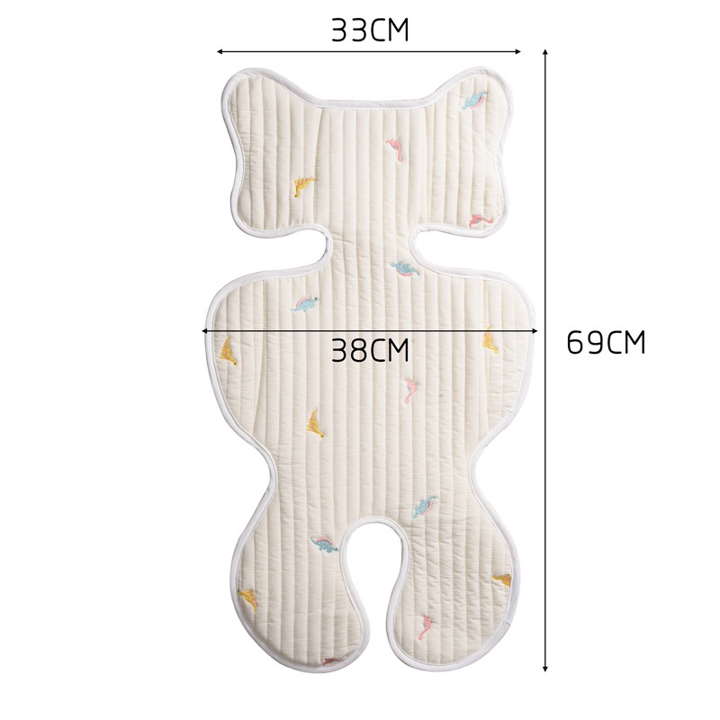 Đệm Lót Xe Đẩy Em Bé Chất Liệu Cotton Thêu Họa Tiết Phong Cách Hàn Quốc
