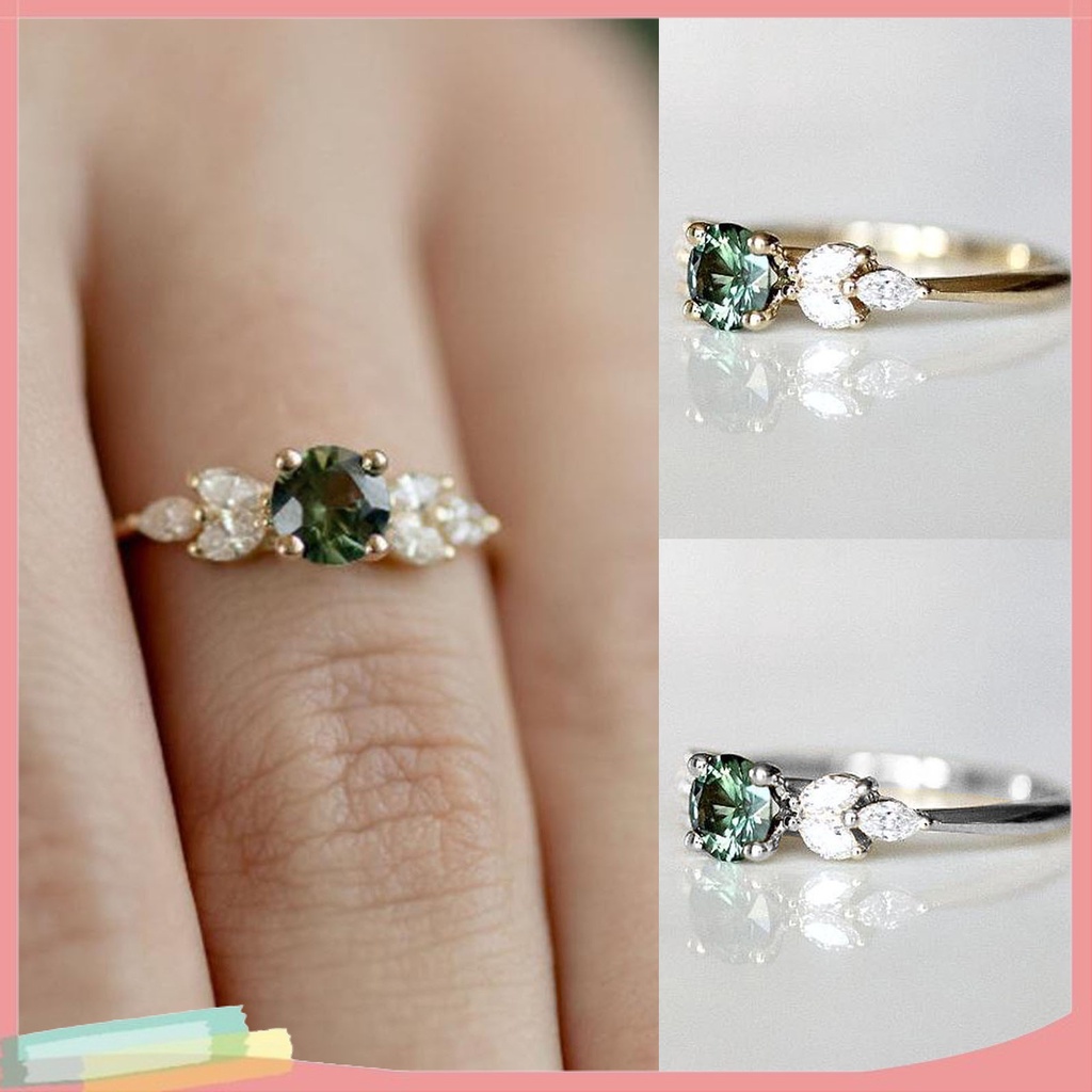 Nhẫn hợp kim mạ bạc trang trí đá zircon thời trang cho nữ