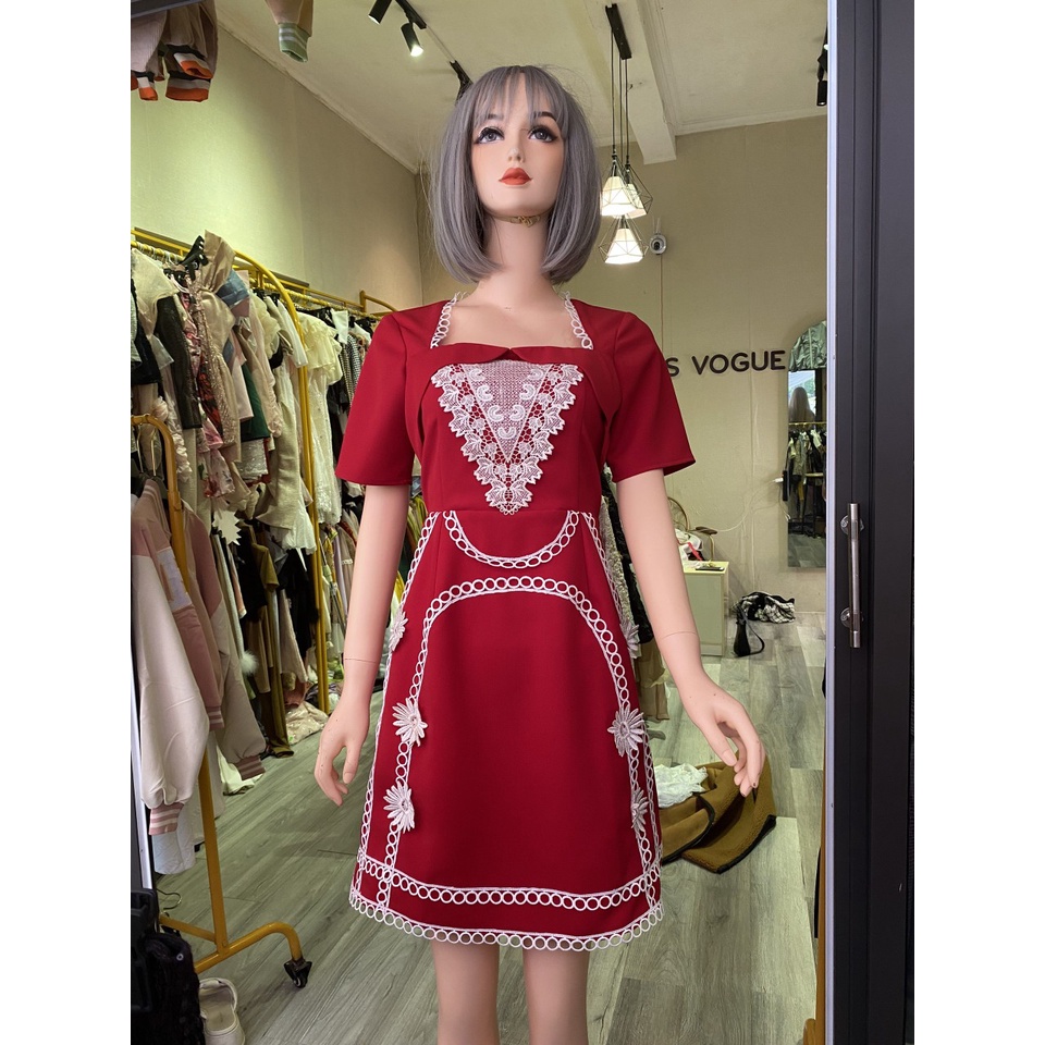 Váy đầm dáng xòe ngắn đi tiệc cưới sự kiện công sở hotgirl xinh đẹp màu đen đỏ hồng mặc lễ tết