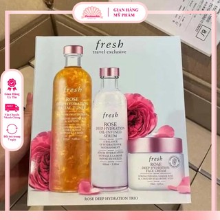 Combo 3 món kem, serum, nước thần, kem dưỡng da fresh rose deep hydration cấp ẩm, săn chắc, chống lão hóa cho da