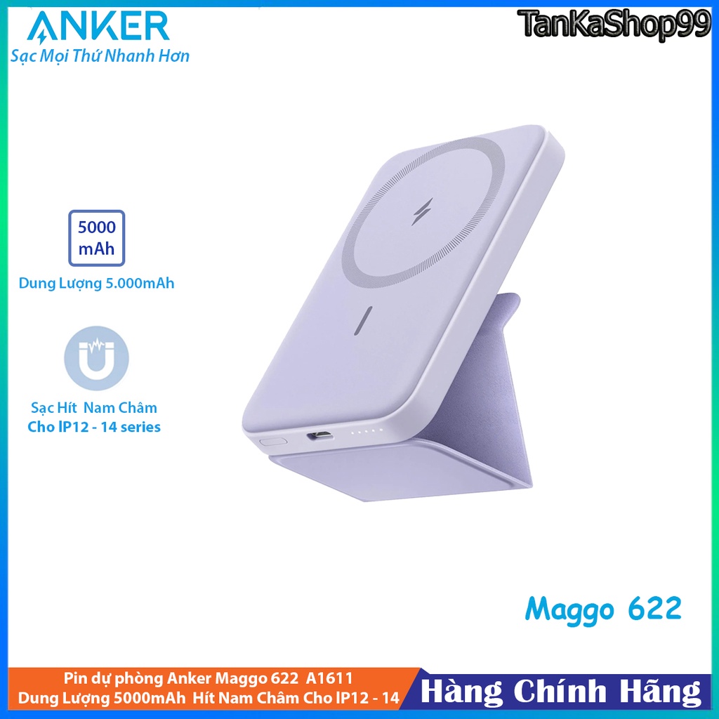 Pin sạc dự phòng An ker 622 Mag Go 5.000mAh A1611 Từ tính không dây ip 12/13series