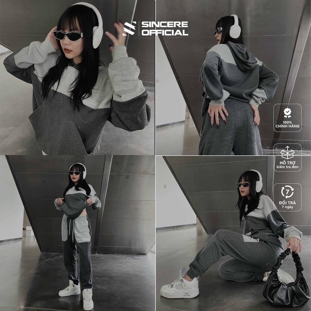 Bộ Nỉ Nam Nữ Thể Thao Chất Nỉ Bông Sincere Bộ Nỉ Nữ Dáng Oversize Form Rộng Style Street Wear Set-092224
