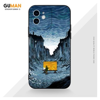 Ốp lưng GUMAN silicon mềm chống bẩn đen viền vuông ngầu vintage độc lạ thời trang Cho iPhone 17 16 15 14 13 12 11 Pro Max SE 2020 X XR XS 8 7 ip 6S 6 Plus kute XYM1307