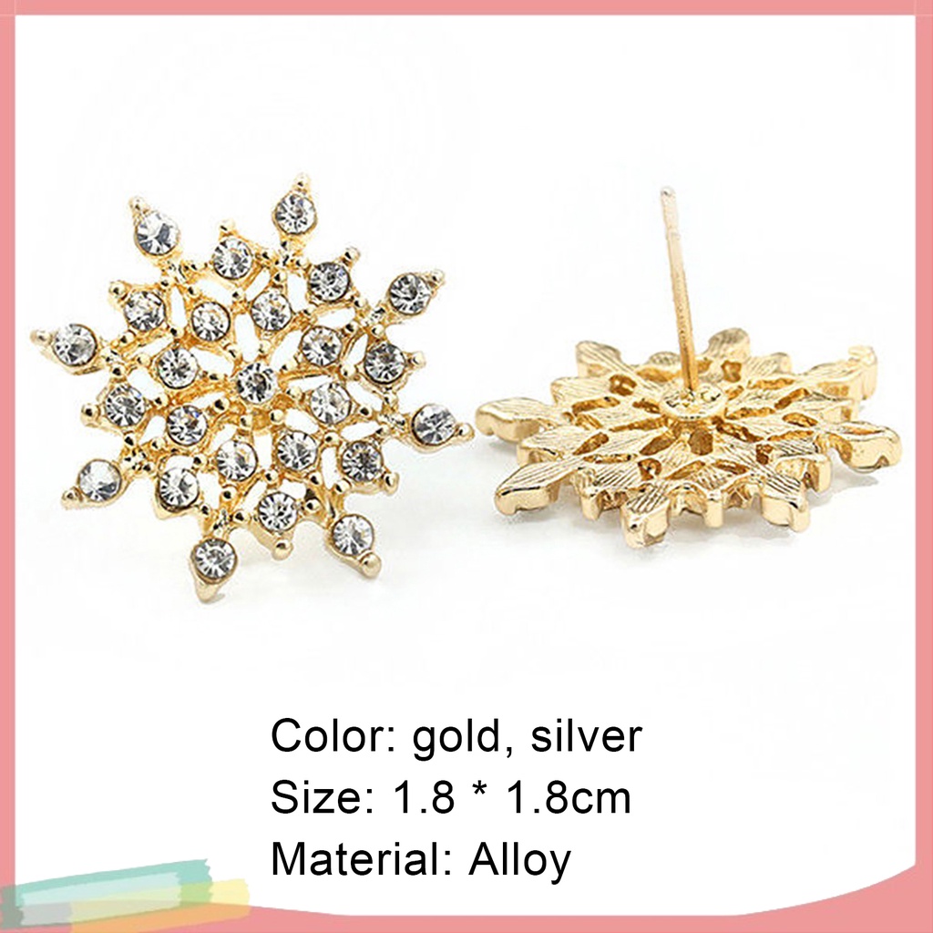 1 Đôi Bông Tai Hình Bông Tuyết Đính Đá Thời Trang Dành Cho Nữ