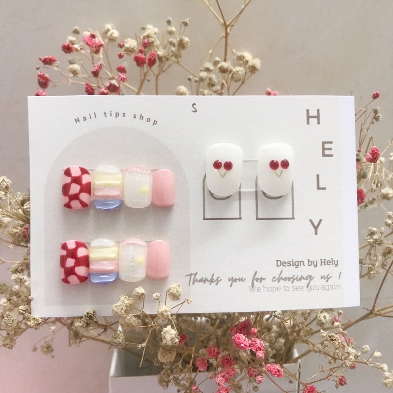 Bộ móng giả thiết kế Hely màu sắc phong cảnh thiên nhiên, hoạ tiết hoạt hình, zá zẻ