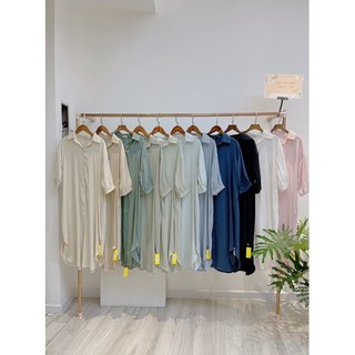 CECI Đầm sơ mi dáng dài basic