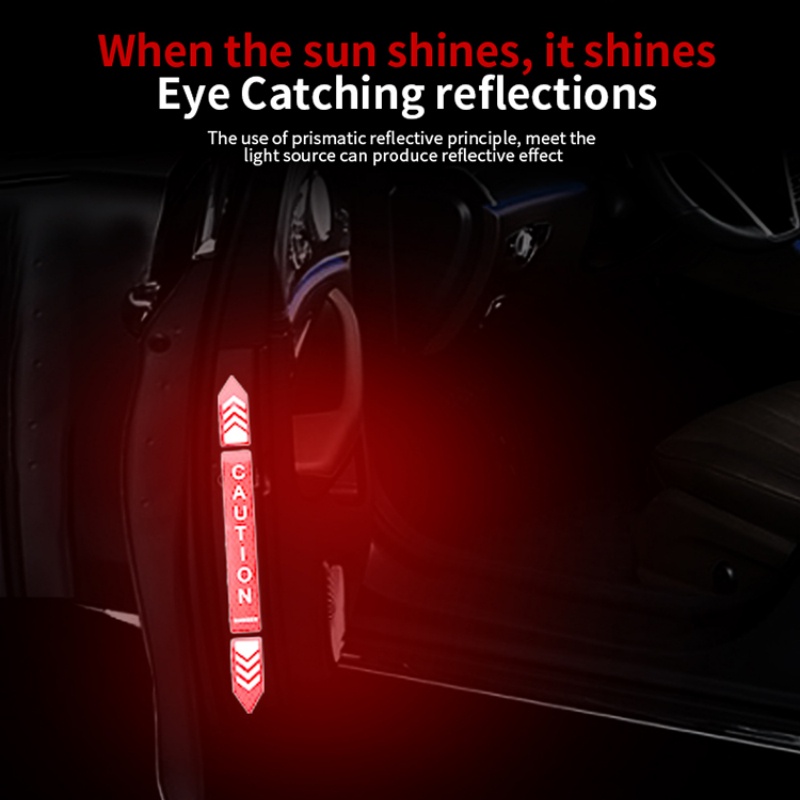 Bộ 4 Miếng Dán Phản Quang Cảnh Báo An Toàn Chống Va Chạm Cho Cửa Xe Hơi