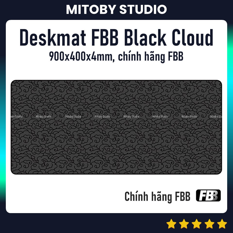 DESKMAT FBB BLACK CLOUD lót chuột cỡ lớn lót bàn phím mouse pad 900x400x4mm Deskpad bàn di chuột - Mitoby Studio