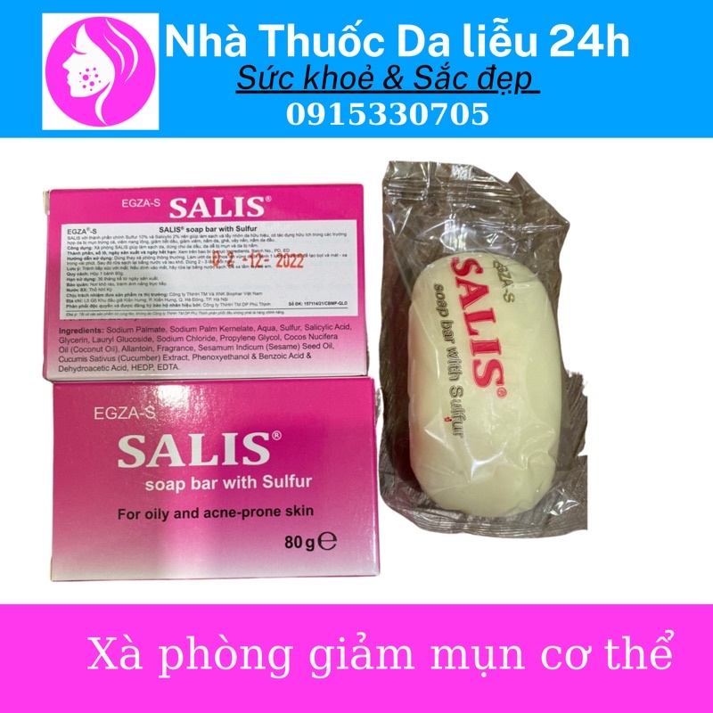 SALIS SOAP BAR - Xà Bông Tắm ngừa Mụn, Giảm Thâm, Tẩy da Chết, Làm sạch Giảm nhờn Bánh 80gr - Dalieu24h