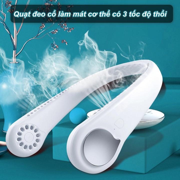 Quạt đeo cổ mini không cánh có màn hình led hiển thị pin thiết kế thông minh dung lượng pin lớn