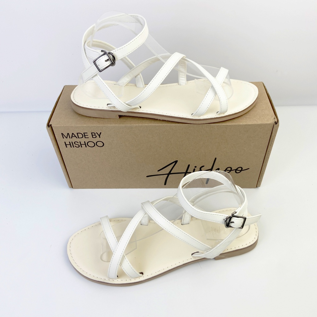 Giày Sandal Quai Mảnh Nữ Mặc Áo Dài Váy Đi học biển Quai hậu Chéo Dây Mảnh Cao Cấp Bigsize Hishoo VNXK Ulzzang S008