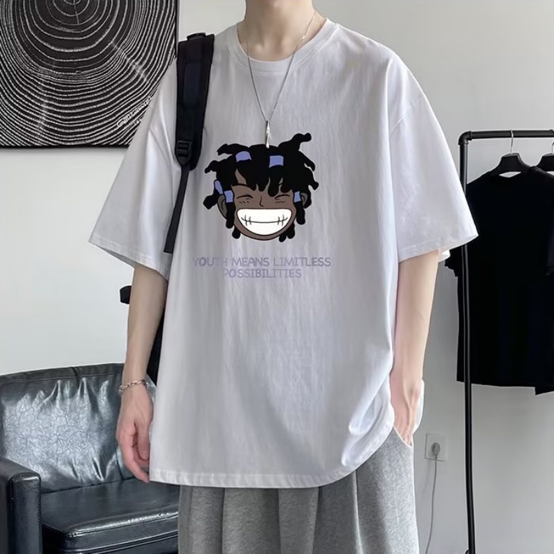 Áo Thun Cổ Tròn In Họa Tiết Hoạt Hình Phong Cách Hip Hop Đường Phố Hàn Quốc Thời Trang Cho Nam Và Nữ Size M-8XL