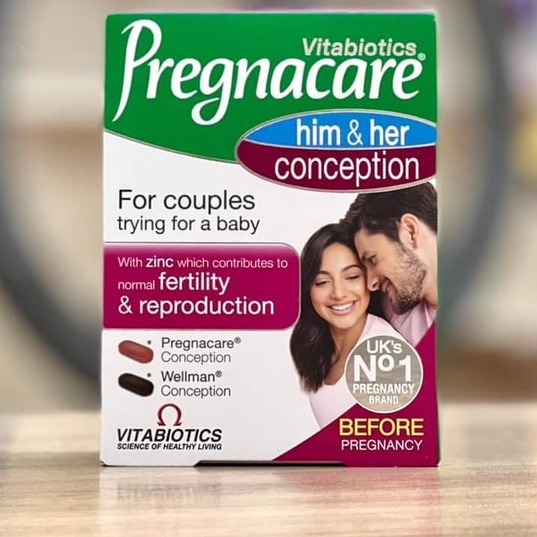 Pregnacare Him and Her Conception tăng khả năng thụ thai cho nam và nữ Viên thụ thai Pregnacare Him & Her Uk 60v