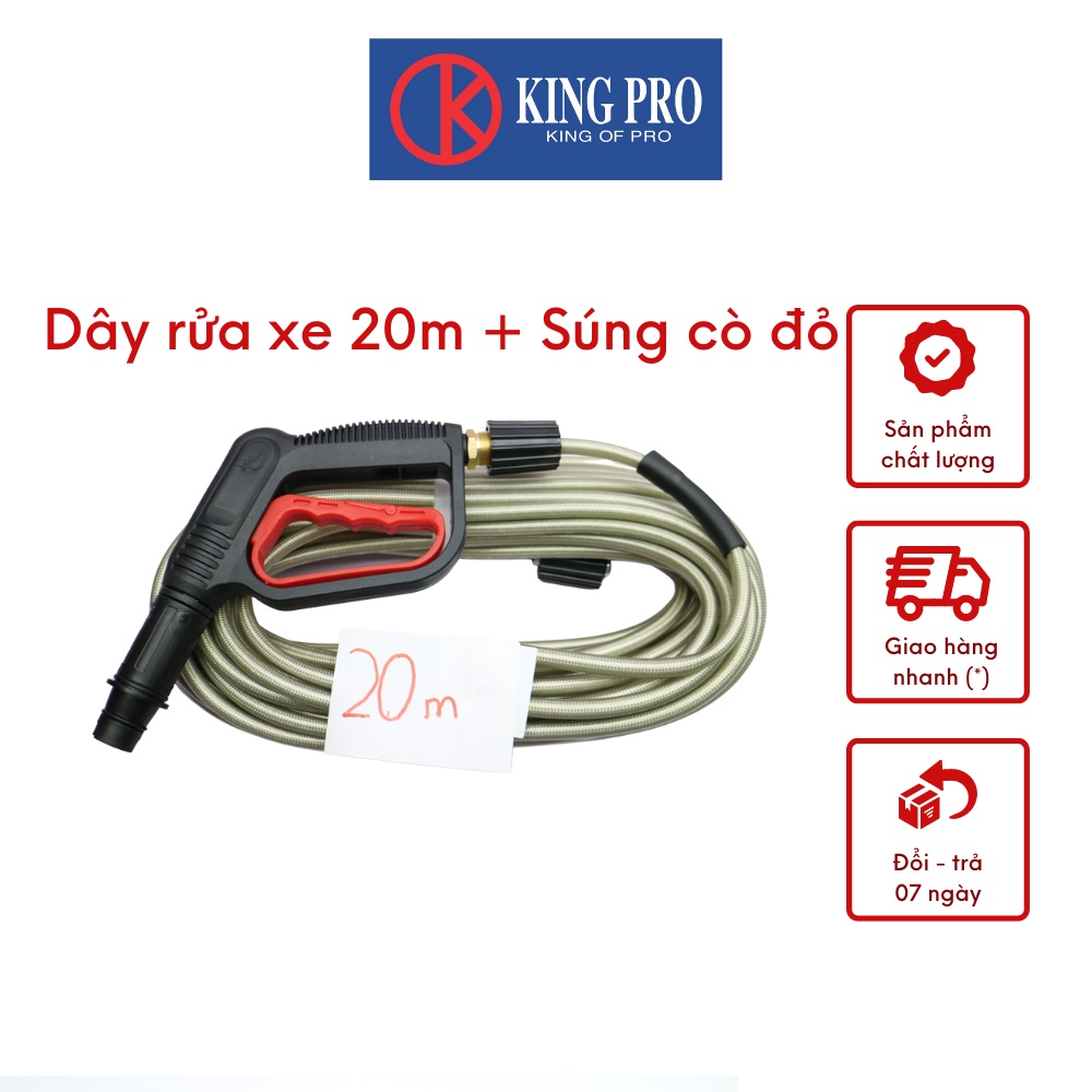 Dây Rửa Xe 10m,15m,20m Cho Máy Bơm Xịt Rửa Áp Lực Cao Ren Trong 22mm