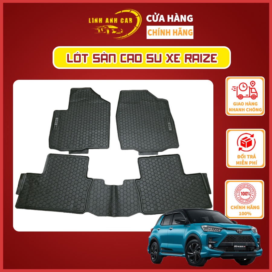 Thảm Sàn, Thảm Lót Sàn Cao Su Nissin Đúc Vân Tổ Ong Chuẩn Form Xe Toyota Raize