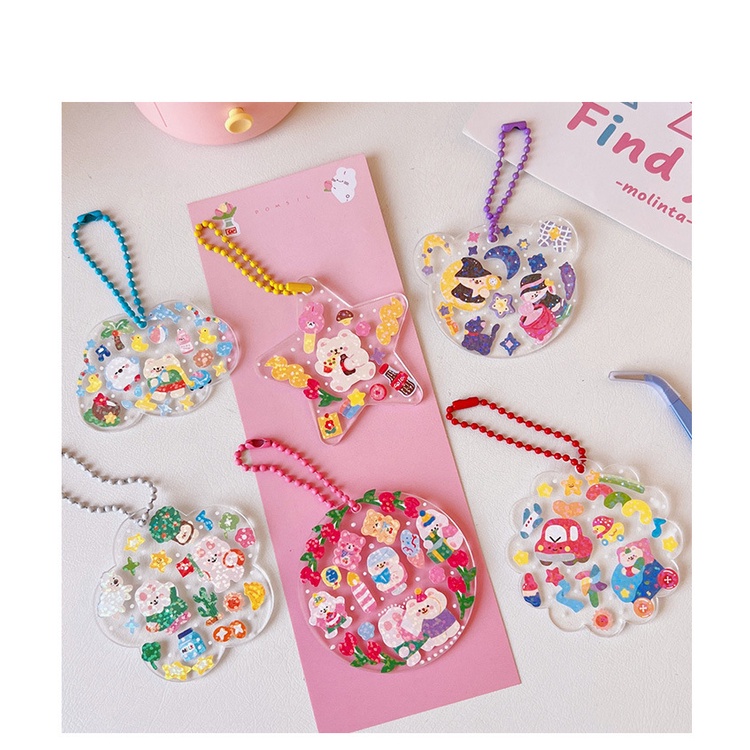 Móc khóa acrylic trong suốt, dây đeo phụ kiện tự trang trí DIY - SH071