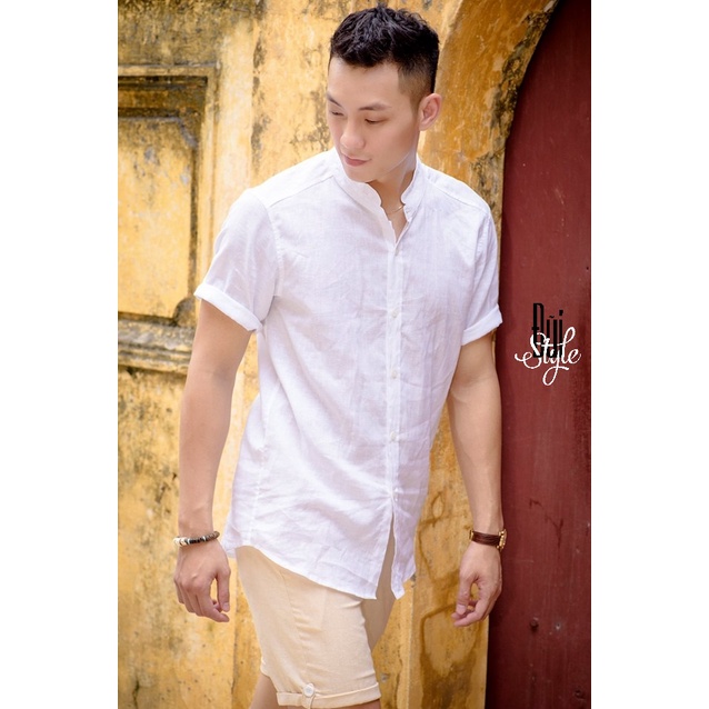 A18 - ÁO VẢI ĐŨI SƠ MI CỔ TÀU TAY NGẮN