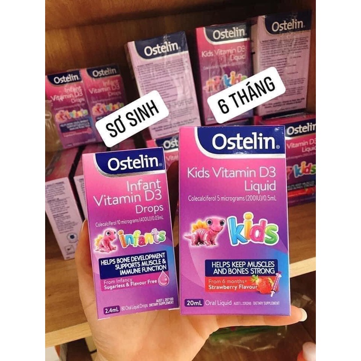 Vitamin D3 [ÚC] Ostelin kid liquid 20ml và Ostelin Infant Drop 2,4ml bổ sung cho trẻ từ sơ sinh