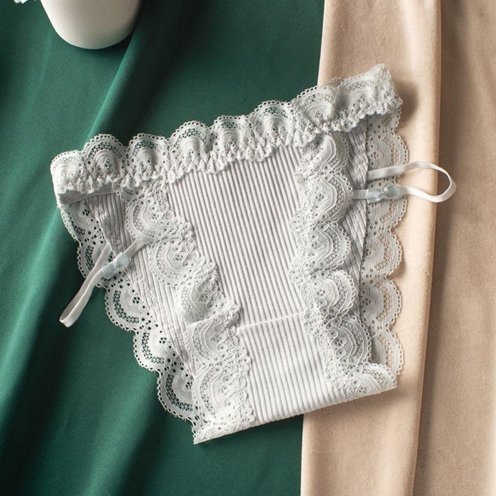 Quần Lót Cotton Phối Ren Thoáng Khí Thoải Mái Phong Cách Vintage Cho Nữ