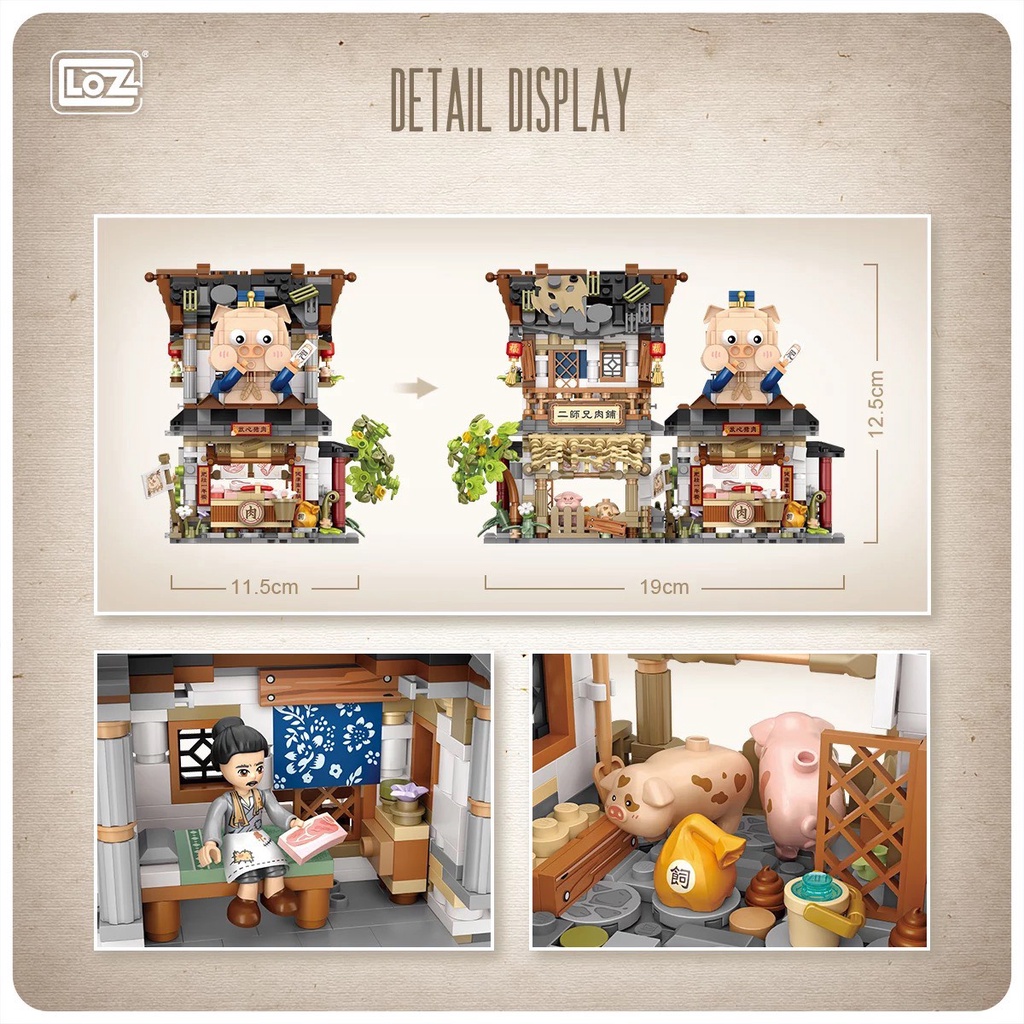 Đồ chơi lắp ráp khối xây dựng building blocks mini LOZ mô hình Butcher's shop 1942