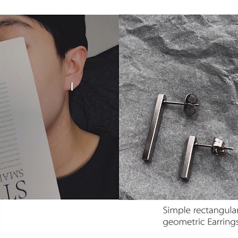 Bông Tai Titan Màu Đen / Bạc Không Gây Dị Ứng Phong Cách Hip Hop Thời Trang Cho Nam Và Nữ