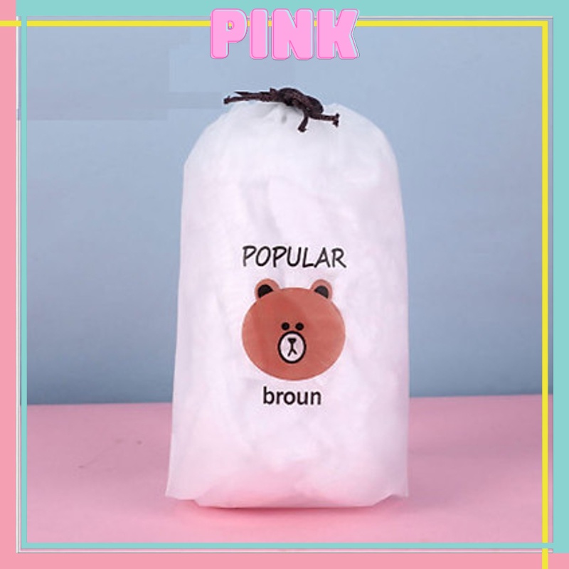 Set 100 Màng Bọc Thực Phẩm Có Túi Đựng Hình Gấu PINKWISH H305