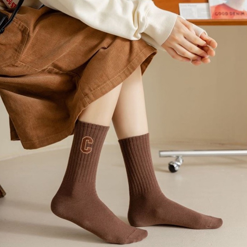 Ygt Đôi Tất Cotton In Chữ Thời Trang Thu Đông Cho Nữ