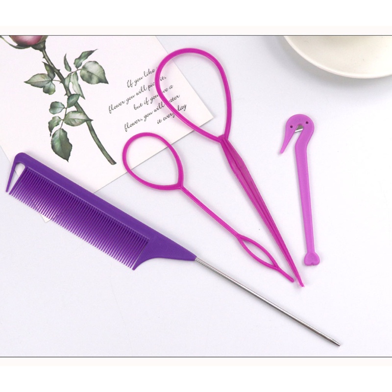 Set 4 Dụng Cụ Bện Tóc Hình Chuột Bằng Kim Loại