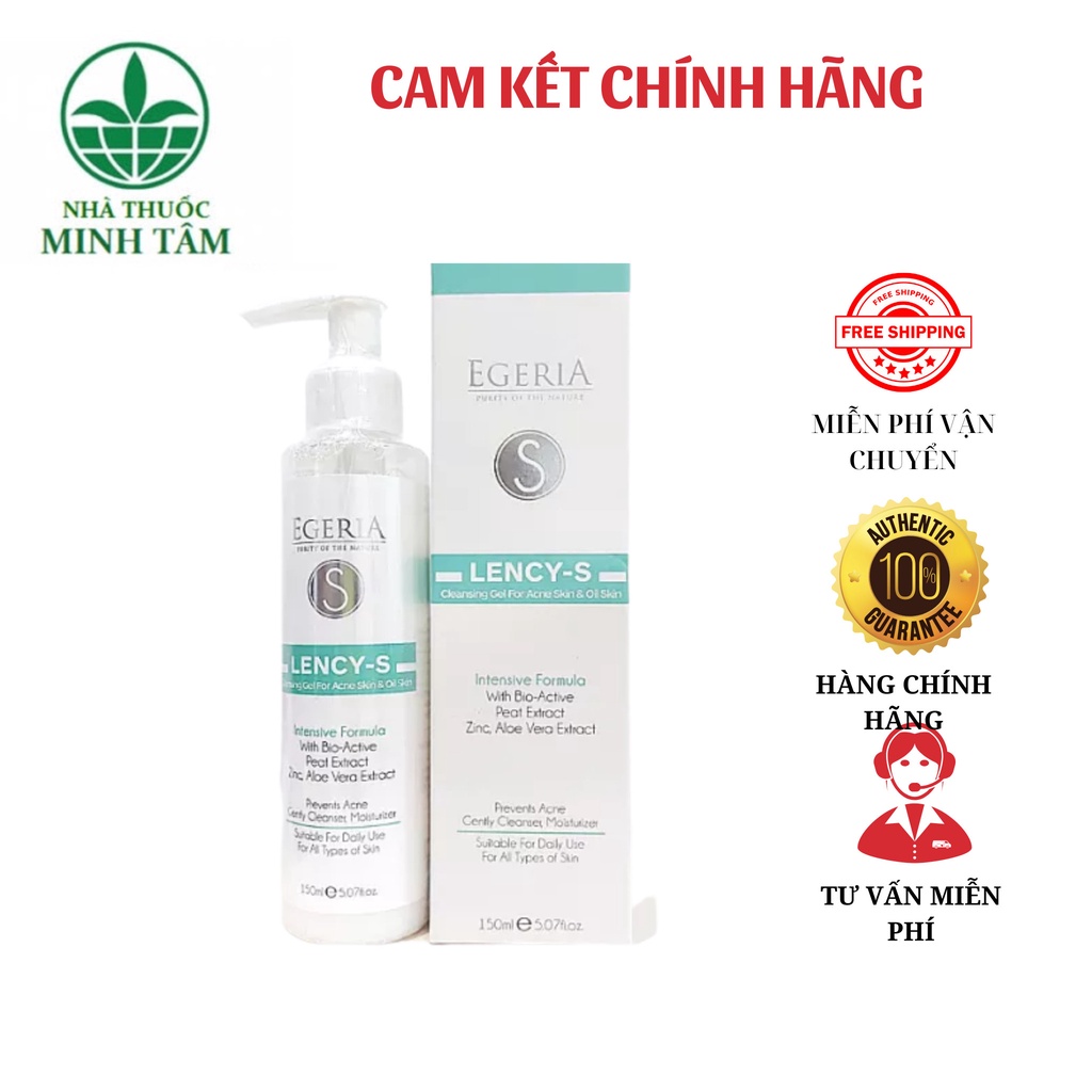 Sữa Rửa Mặt EGERIA LENCY S dưỡng ẩm, ngừa mụn Cleasing Gel For Acne Skin & Oil Skin150ml