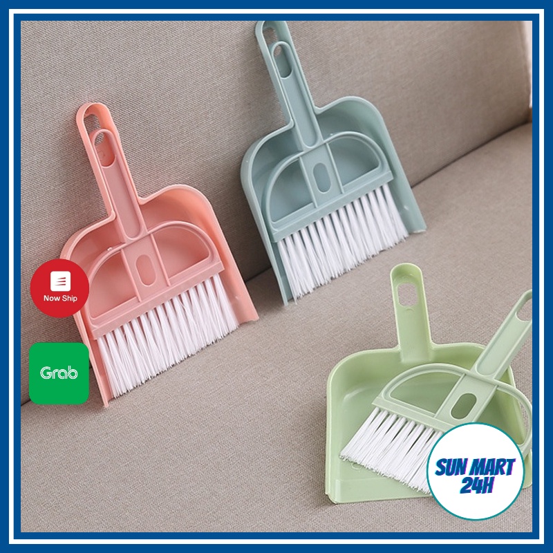 Bộ chổi và đồ hốt rác mini, vệ sinh bàn phím máy tính, nhỏ gọn tiện lợi cho dân văn phòng SUNMART24H H229