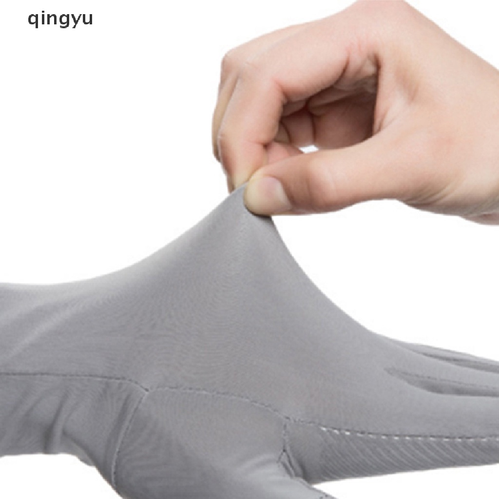 Găng Tay Nửa Ngón Bằng Lụa Lạnh Thoáng Khí Chống Trượt Có Thể Chạm Màn Hình Cảm Ứ