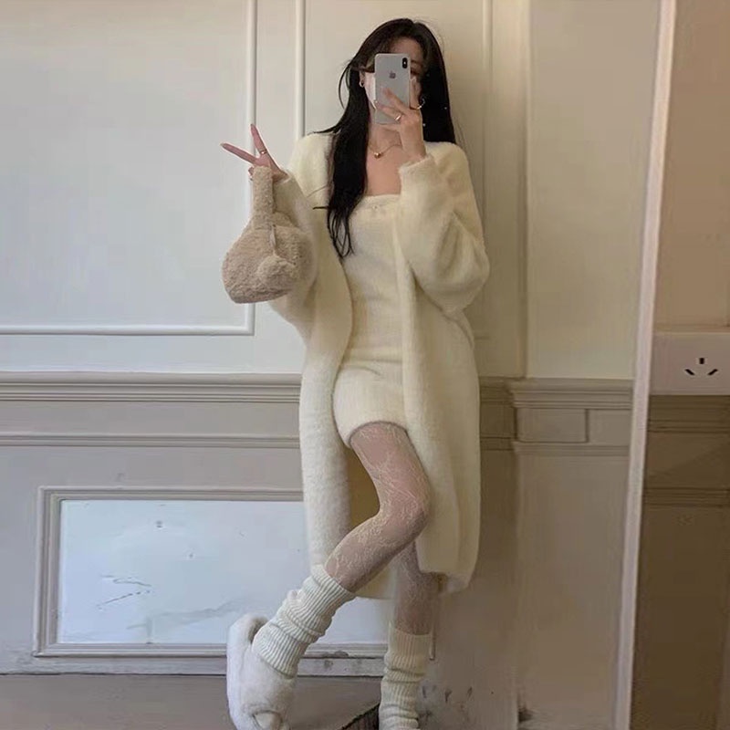 Áo Khoác cardigan Tay Dài Cổ Chữ V Dáng Rộng Phong Cách Hàn Quốc Thời Trang Thu Đông Cho Nữ