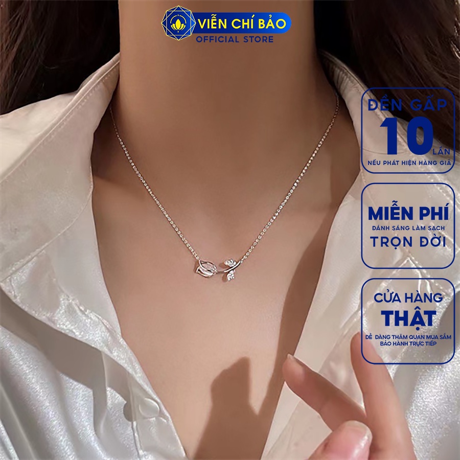Dây chuyền bạc nữ hoa hồng NEW chất liệu bạc 925 thời trang phụ kiện trang sức Viễn Chí Bảo D000119