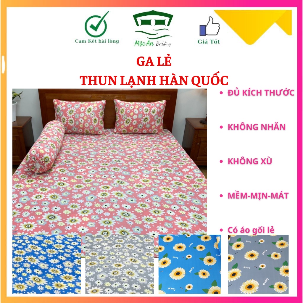 Ga grap giường lẻ thun lạnh Hàn Quốc đủ size nệm 1m, 1m2,1m4, 1m6, 1m8, 2m, 2m2 mẫu hoa cúc – Mộc An