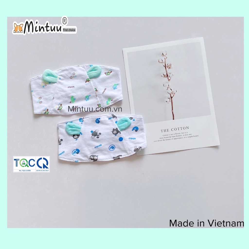 Set 2 Che thóp cho bé sơ sinh tai thỏ, thương hiệu MINTUU, chất liệu vải 100% cotton cao cấp