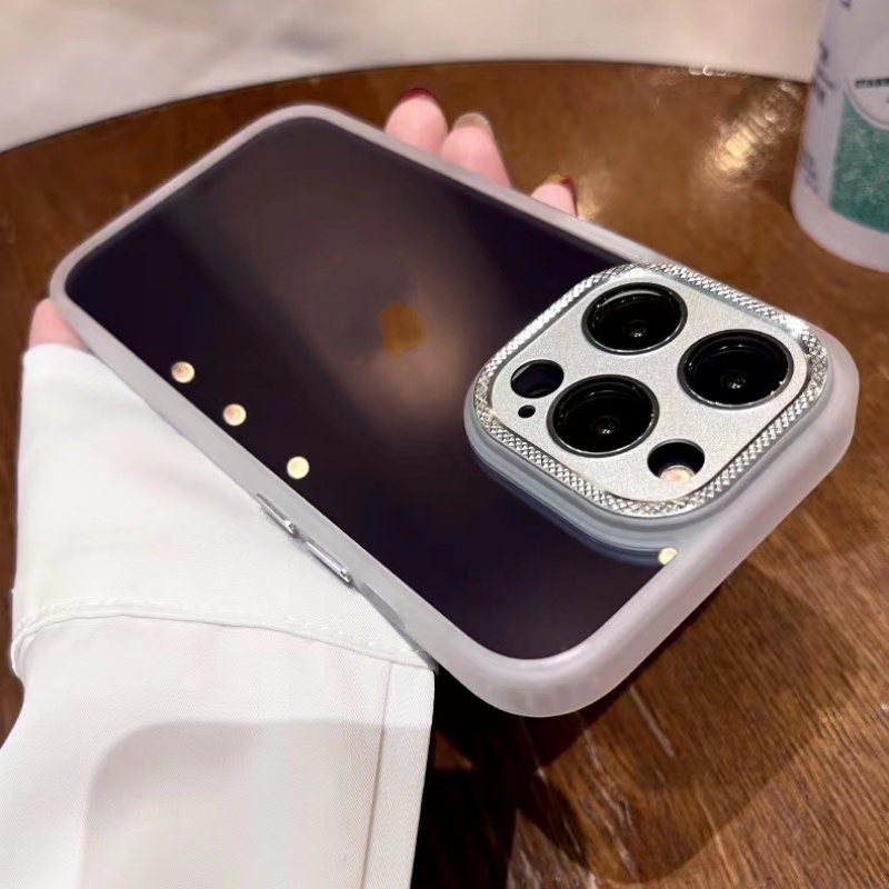 Sang Trọng Ốp Điện Thoại Cứng Viền silicon Dẻo Trong Suốt Kèm Khung Bảo Vệ camera Chống Sốc Cho iPhone 14 plus 12 13 14 Pro max