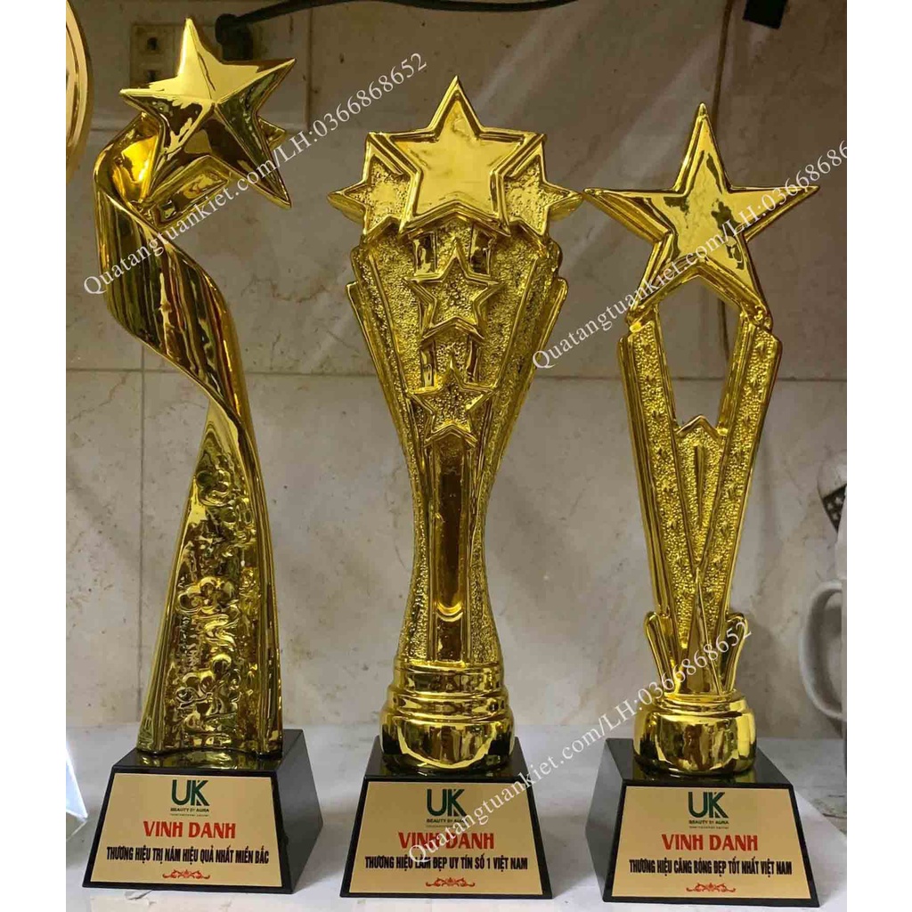 Cúp Vinh Danh Composite Sao Thân V Mạ Vàng