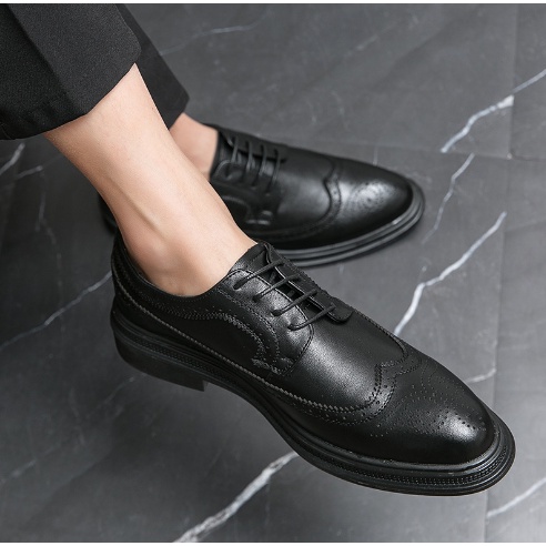 Giày Derby Nam công sở tăng chiều cao da bò thật N028