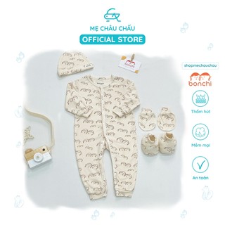 Set 5 Chi Tiết Bonchi Sơ Sinh (Gồm quần áo, bao tay, bao chân, mũ)